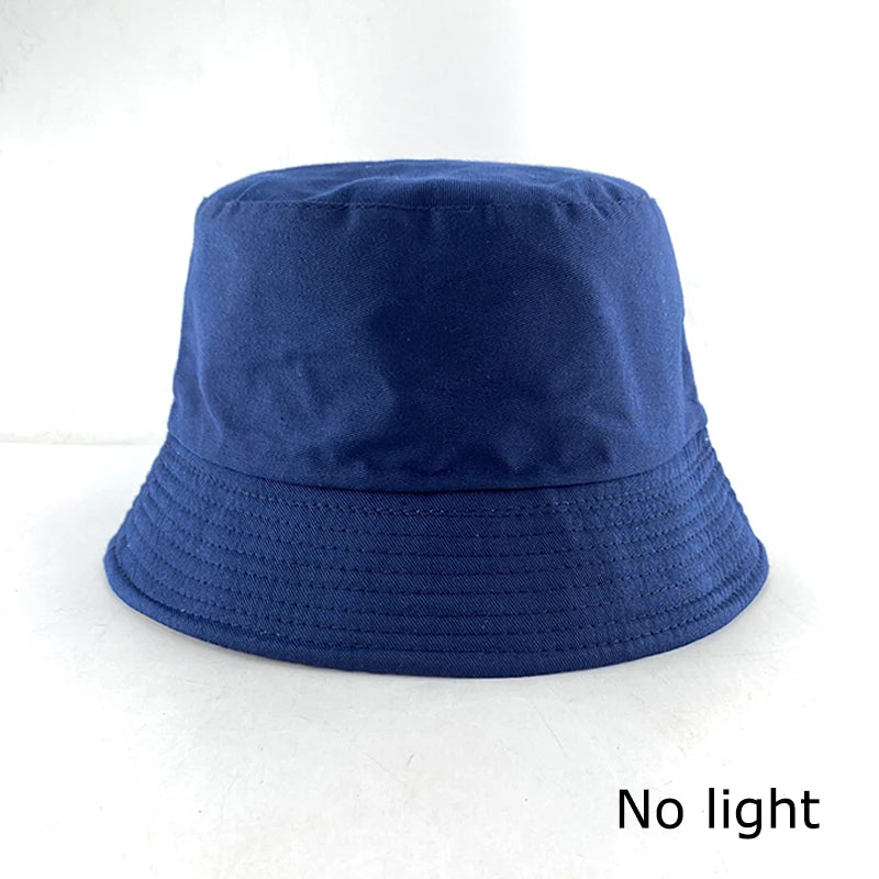 Luminous Neon LED Men Women Solid Color Bucket Hats Hip Hop Panama Cap Fisherman Hats Cotton Outdoor Summer Casual Fishing Cap