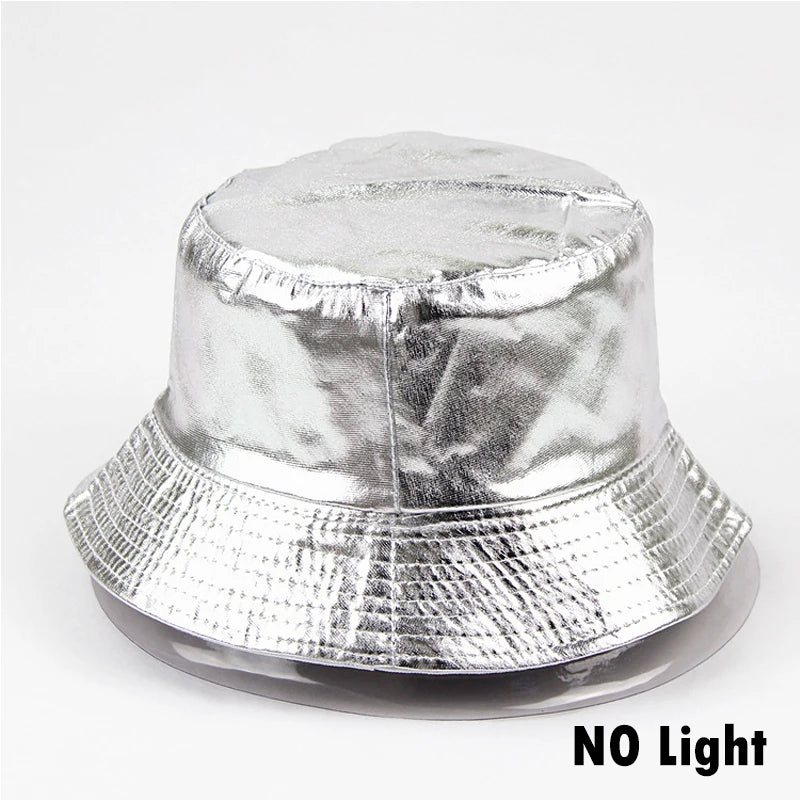 Luminous Neon LED Men Women Solid Color Bucket Hats Hip Hop Panama Cap Fisherman Hats Cotton Outdoor Summer Casual Fishing Cap