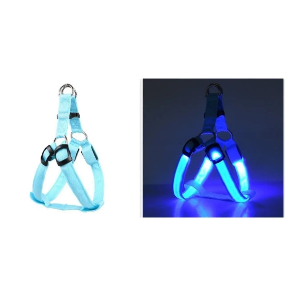 Breathable Light Up LED Dog Harness Rechargeable Flashing Luminous Pet Chest Strap Adjustable Soft Dog Glowing Vest Pet Safety