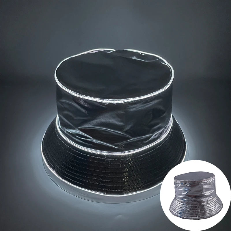 Luminous Neon LED Men Women Solid Color Bucket Hats Hip Hop Panama Cap Fisherman Hats Cotton Outdoor Summer Casual Fishing Cap