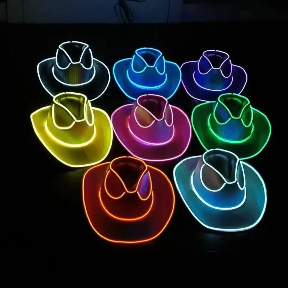 Led Cowboy Hat Colorful Colorful Denim Hat Glowing Cowgirl Hat Glowing For Dance Costume Christmas Party Halloween Party