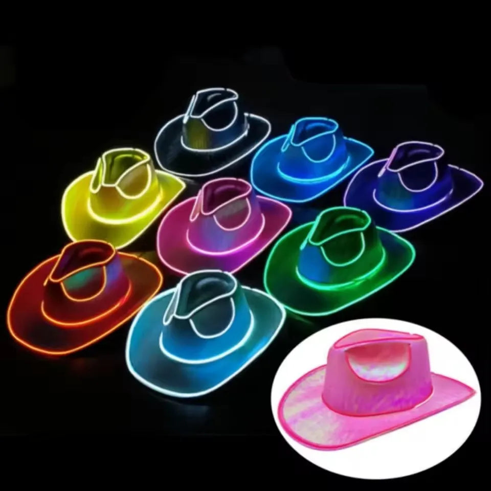 Led Cowboy Hat Colorful Colorful Denim Hat Glowing Cowgirl Hat Glowing For Dance Costume Christmas Party Halloween Party