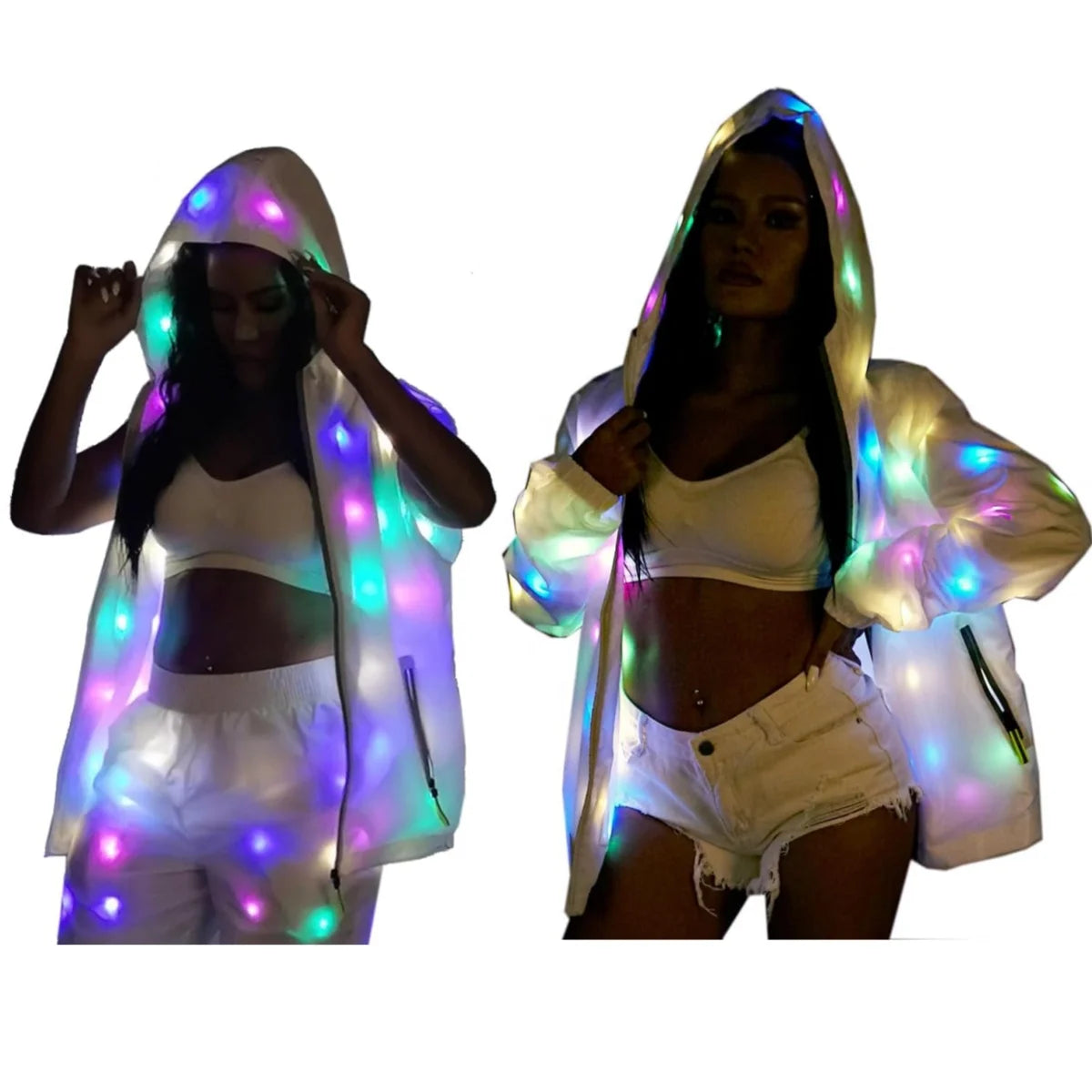 LED Clothes Lumnious Glow Dancing Costume Halloween Christmas Party Clothes Rave Jacket Led Night Run Light Waterproof Clothes