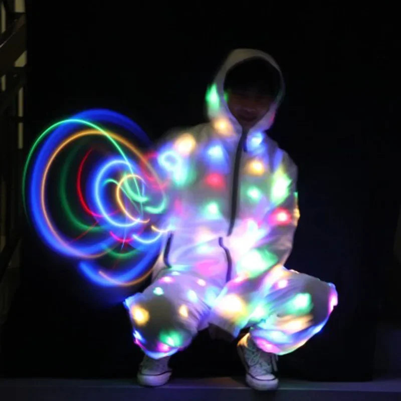 New Novelty LED Light Up Costume Stage Performance Jacket Pants Neon Luminous Clothing Birthday Party Costume For Show