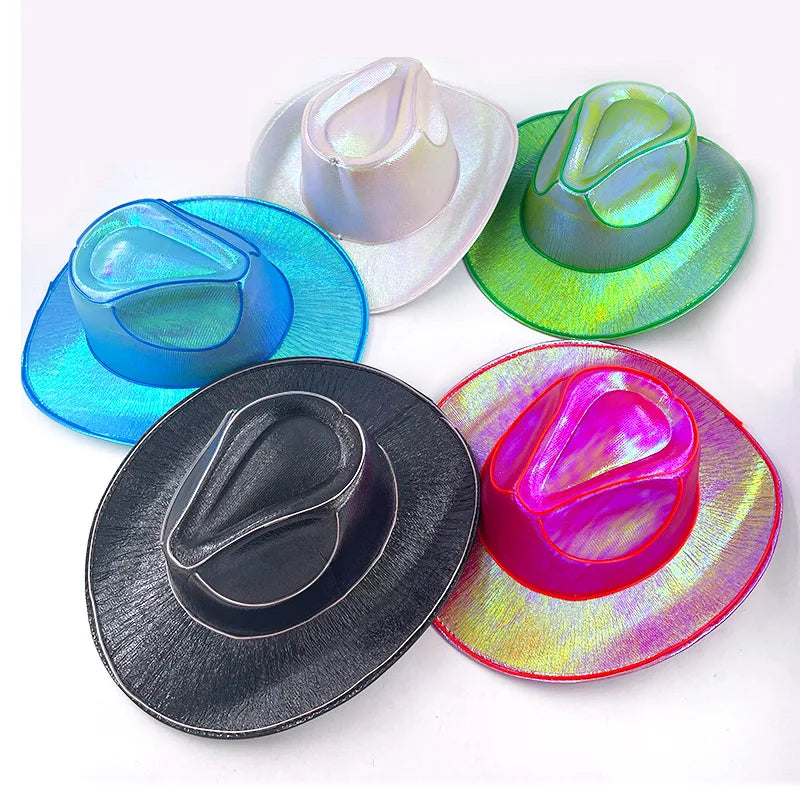 Led Cowboy Hat Colorful Colorful Denim Hat Glowing Cowgirl Hat Glowing For Dance Costume Christmas Party Halloween Party