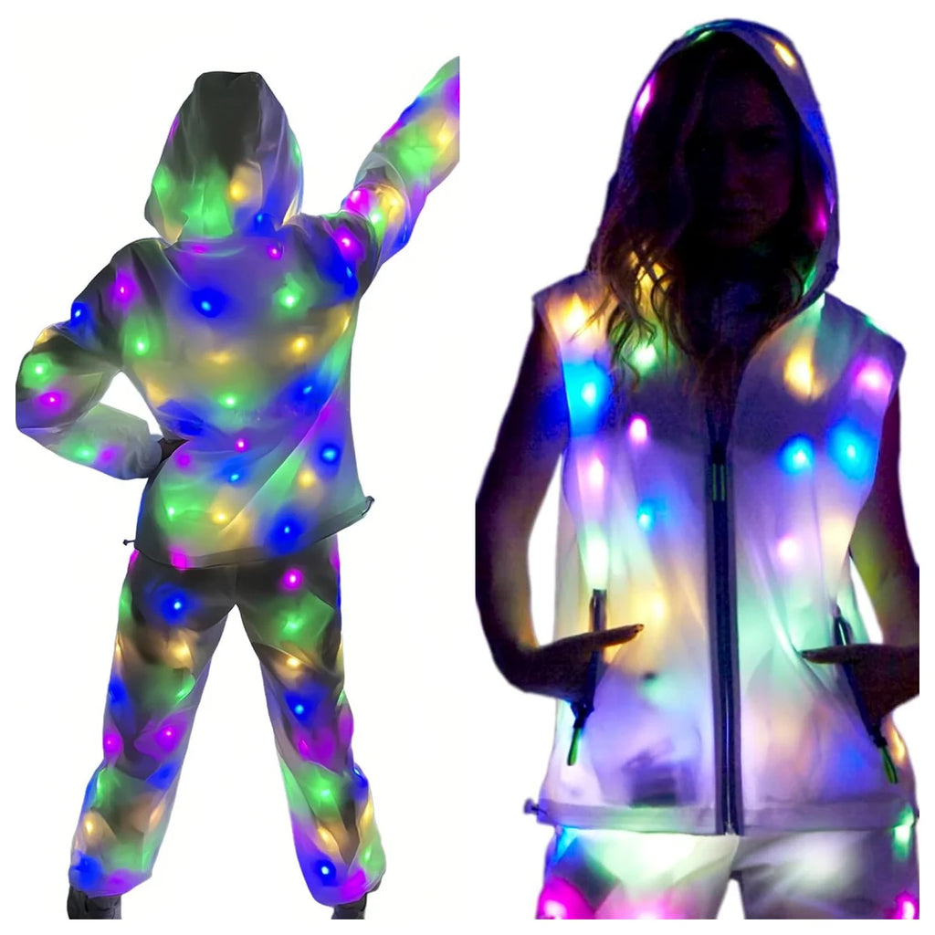 Led Lighs Waterproof Clothes Cool Night Running Props Glowing Jacket with Led Lights Rave Performance Dress for Dancing