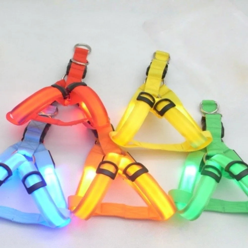 Breathable Light Up LED Dog Harness Rechargeable Flashing Luminous Pet Chest Strap Adjustable Soft Dog Glowing Vest Pet Safety