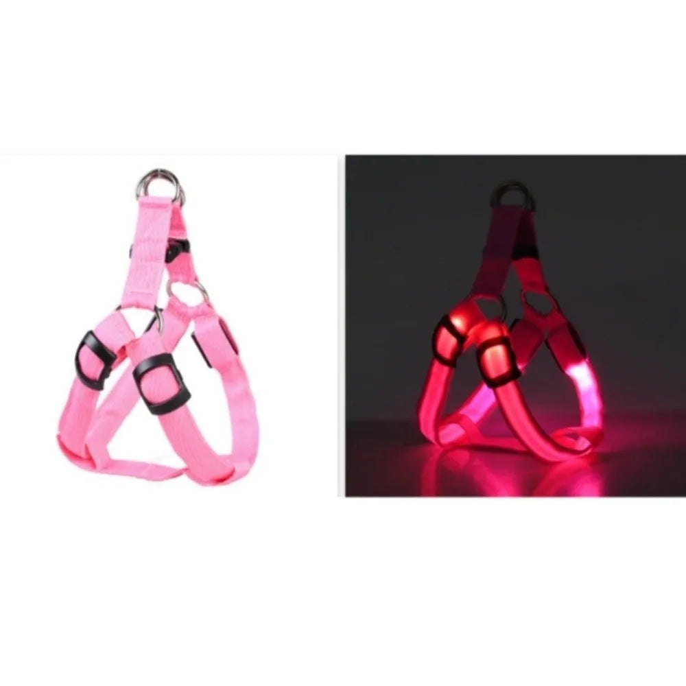 Breathable Light Up LED Dog Harness Rechargeable Flashing Luminous Pet Chest Strap Adjustable Soft Dog Glowing Vest Pet Safety