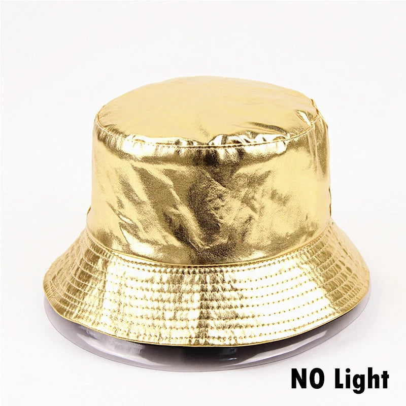 Luminous Neon LED Men Women Solid Color Bucket Hats Hip Hop Panama Cap Fisherman Hats Cotton Outdoor Summer Casual Fishing Cap