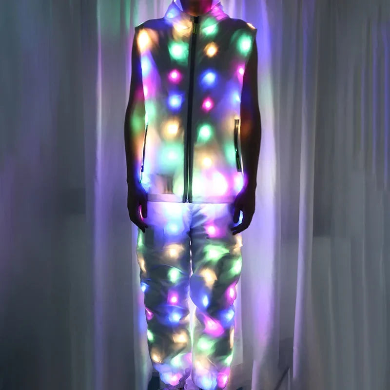 New Novelty LED Light Up Costume Stage Performance Jacket Pants Neon Luminous Clothing Birthday Party Costume For Show