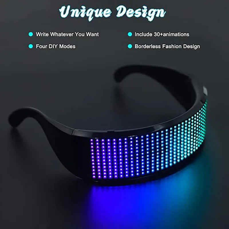 Shining Light up LED Glasses Bluetooth App Programmable Display Screen Rgb Luminous Glasses for Party, Birthday, Halloween