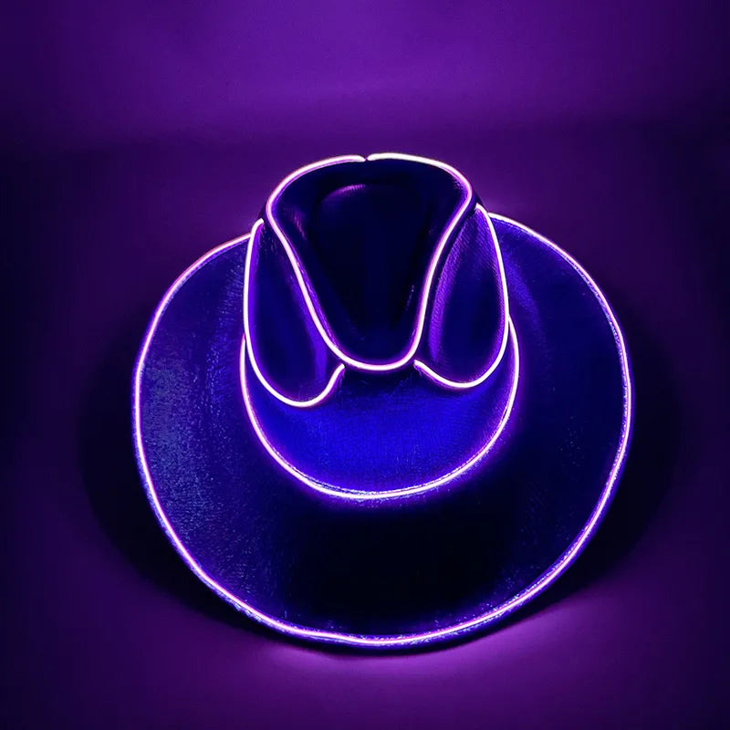 Led Cowboy Hat Colorful Colorful Denim Hat Glowing Cowgirl Hat Glowing For Dance Costume Christmas Party Halloween Party