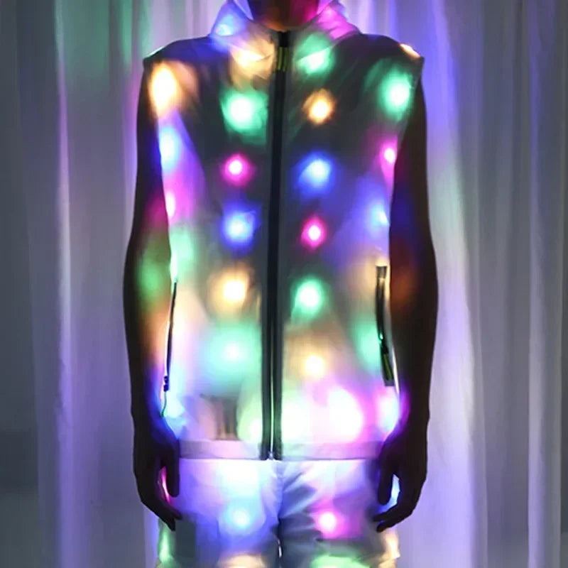 LED Clothes Lumnious Glow Dancing Costume Halloween Christmas Party Clothes Rave Jacket Led Night Run Light Waterproof Clothes