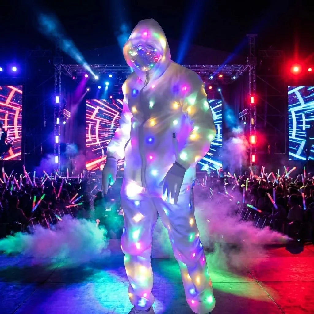 New Novelty LED Light Up Costume Stage Performance Jacket Pants Neon Luminous Clothing Birthday Party Costume For Show