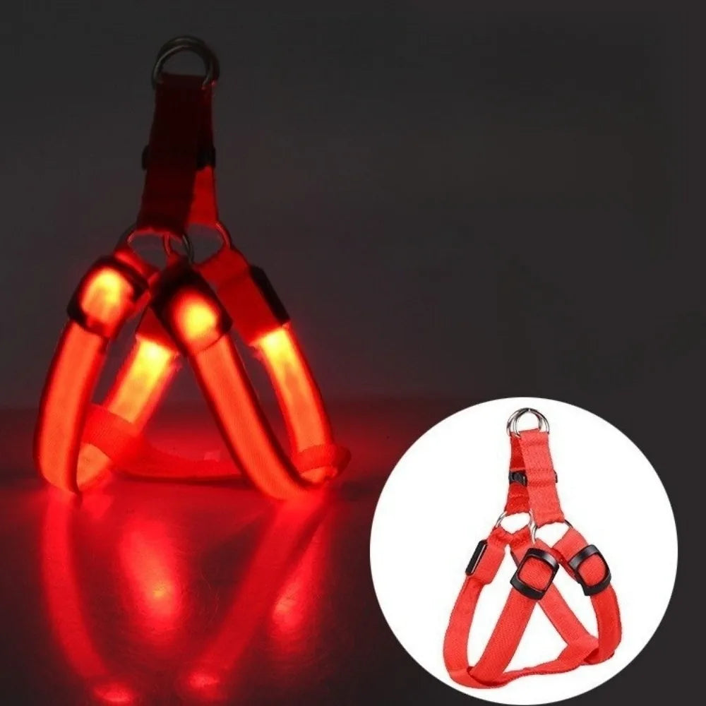 Breathable Light Up LED Dog Harness Rechargeable Flashing Luminous Pet Chest Strap Adjustable Soft Dog Glowing Vest Pet Safety