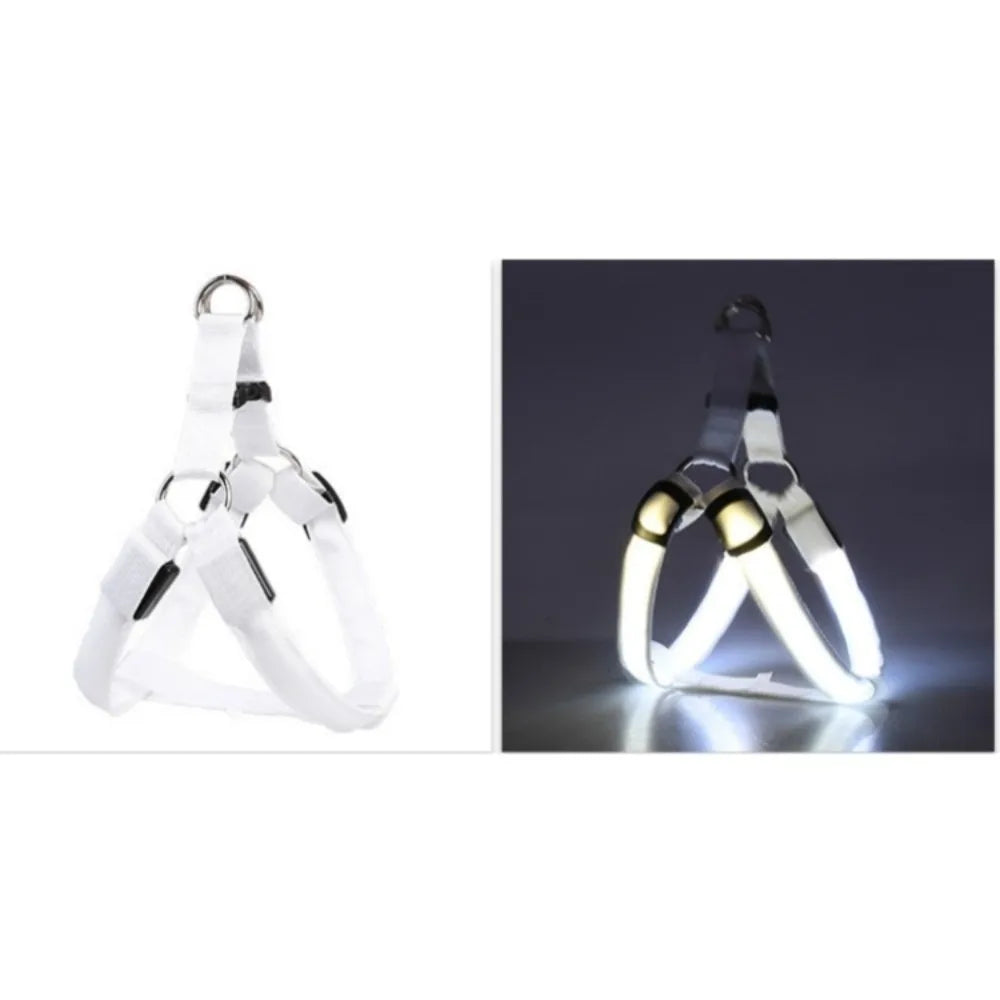 Breathable Light Up LED Dog Harness Rechargeable Flashing Luminous Pet Chest Strap Adjustable Soft Dog Glowing Vest Pet Safety