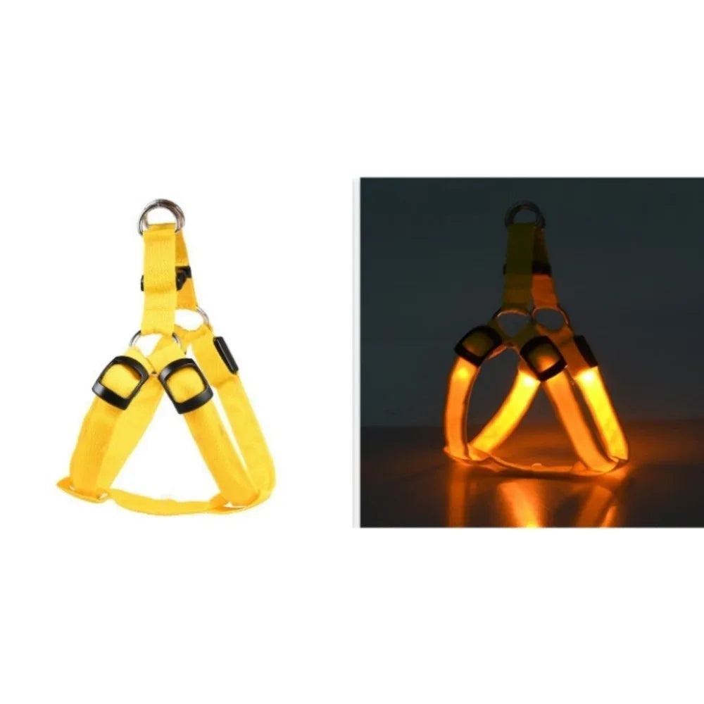 Breathable Light Up LED Dog Harness Rechargeable Flashing Luminous Pet Chest Strap Adjustable Soft Dog Glowing Vest Pet Safety