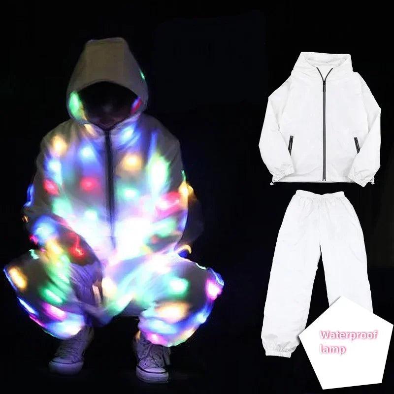LED Clothes Lumnious Glow Dancing Costume Halloween Christmas Party Clothes Rave Jacket Led Night Run Light Waterproof Clothes