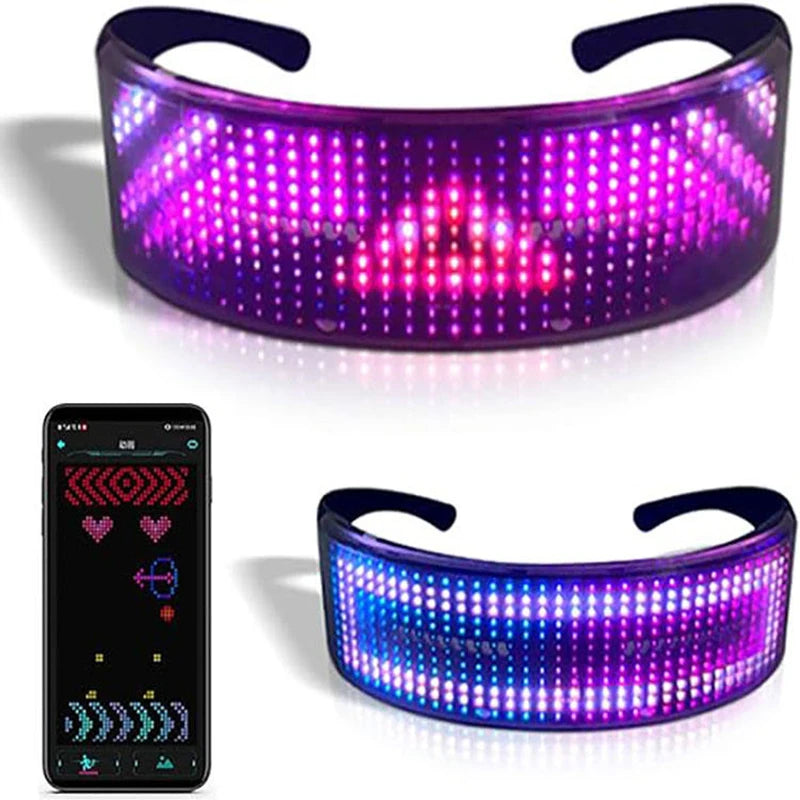 Shining Light up LED Glasses Bluetooth App Programmable Display Screen Rgb Luminous Glasses for Party, Birthday, Halloween