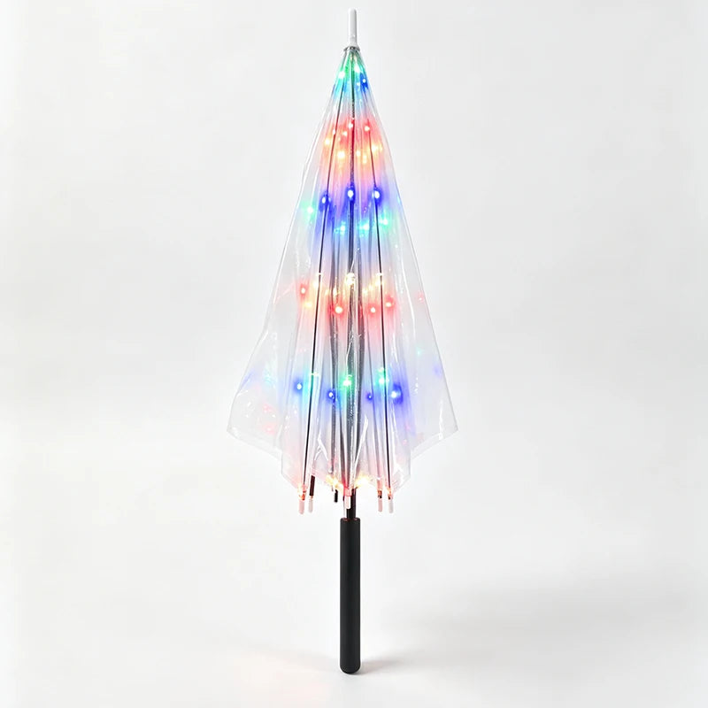 Luminous LED Light Up Transparent Umbrella Party Wedding Night Walking Decor Umbrella Multiple Colors Optional