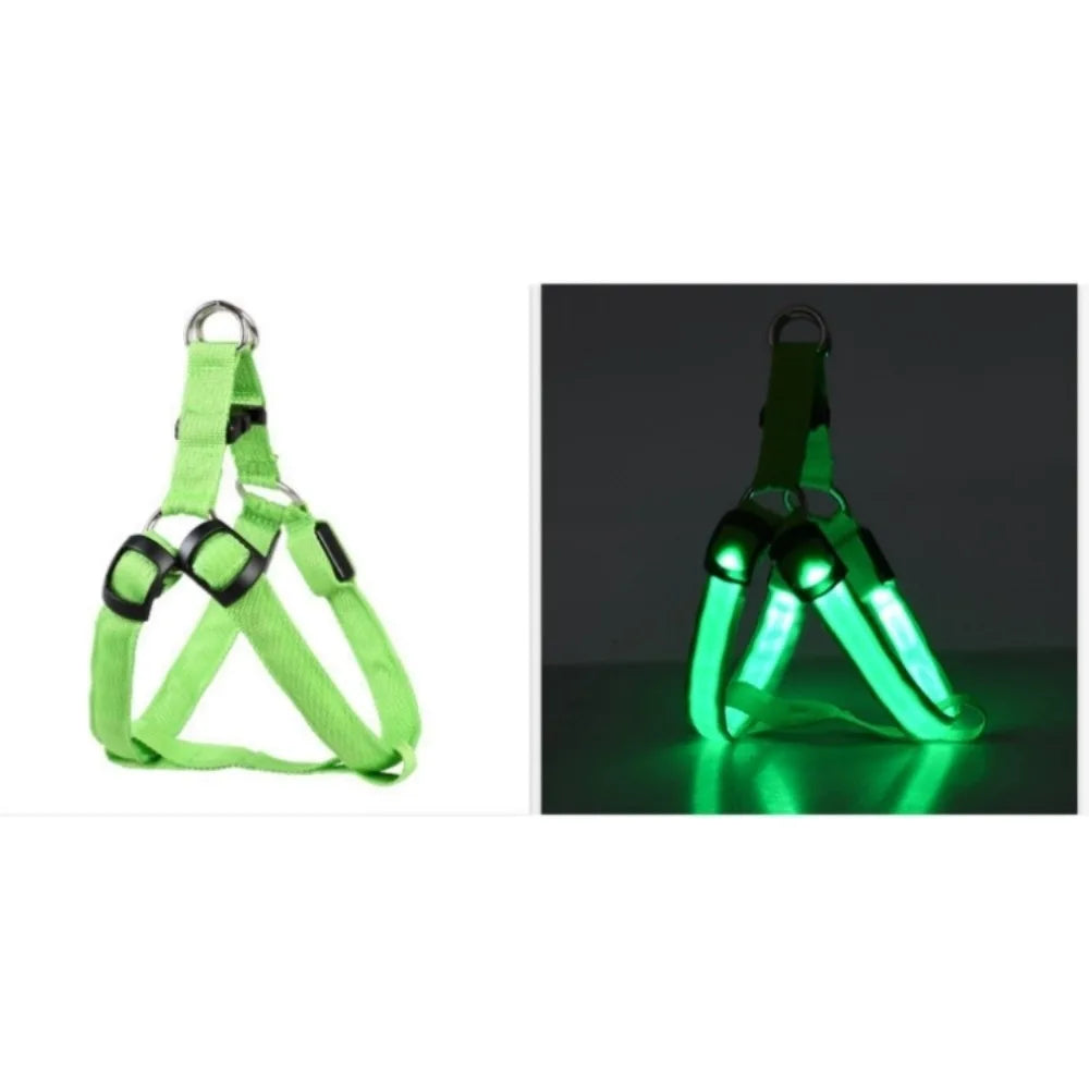Breathable Light Up LED Dog Harness Rechargeable Flashing Luminous Pet Chest Strap Adjustable Soft Dog Glowing Vest Pet Safety