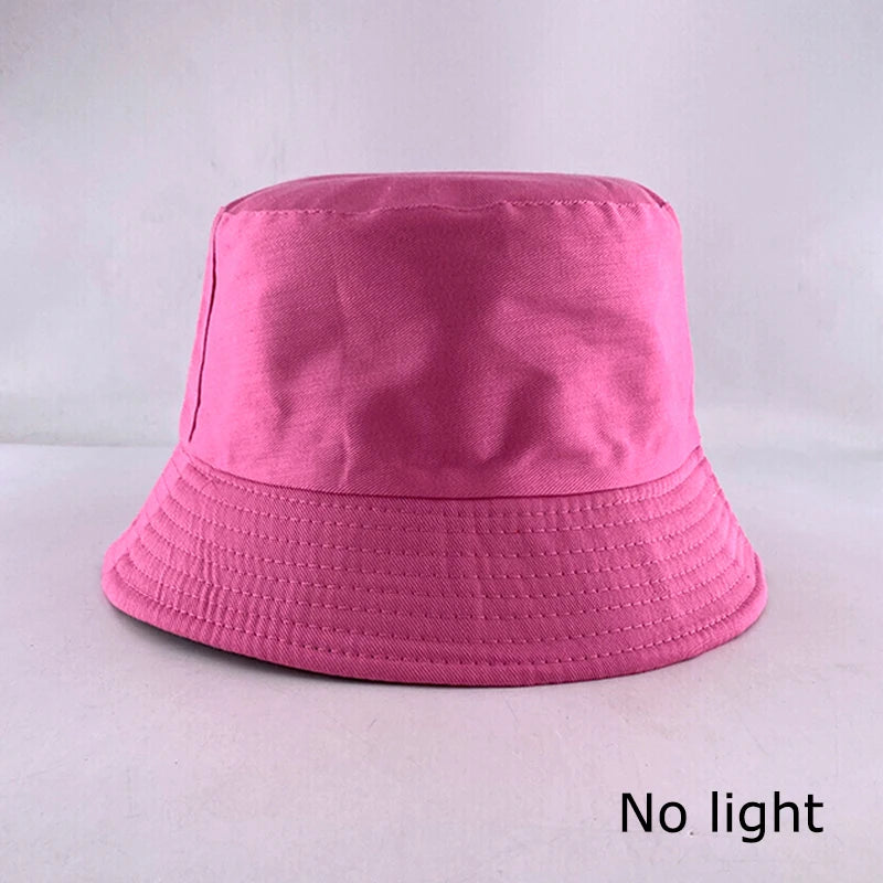 Luminous Neon LED Men Women Solid Color Bucket Hats Hip Hop Panama Cap Fisherman Hats Cotton Outdoor Summer Casual Fishing Cap