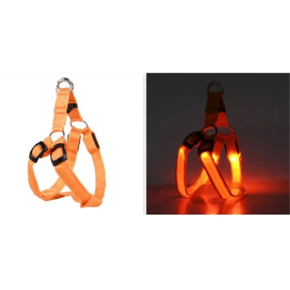 Breathable Light Up LED Dog Harness Rechargeable Flashing Luminous Pet Chest Strap Adjustable Soft Dog Glowing Vest Pet Safety